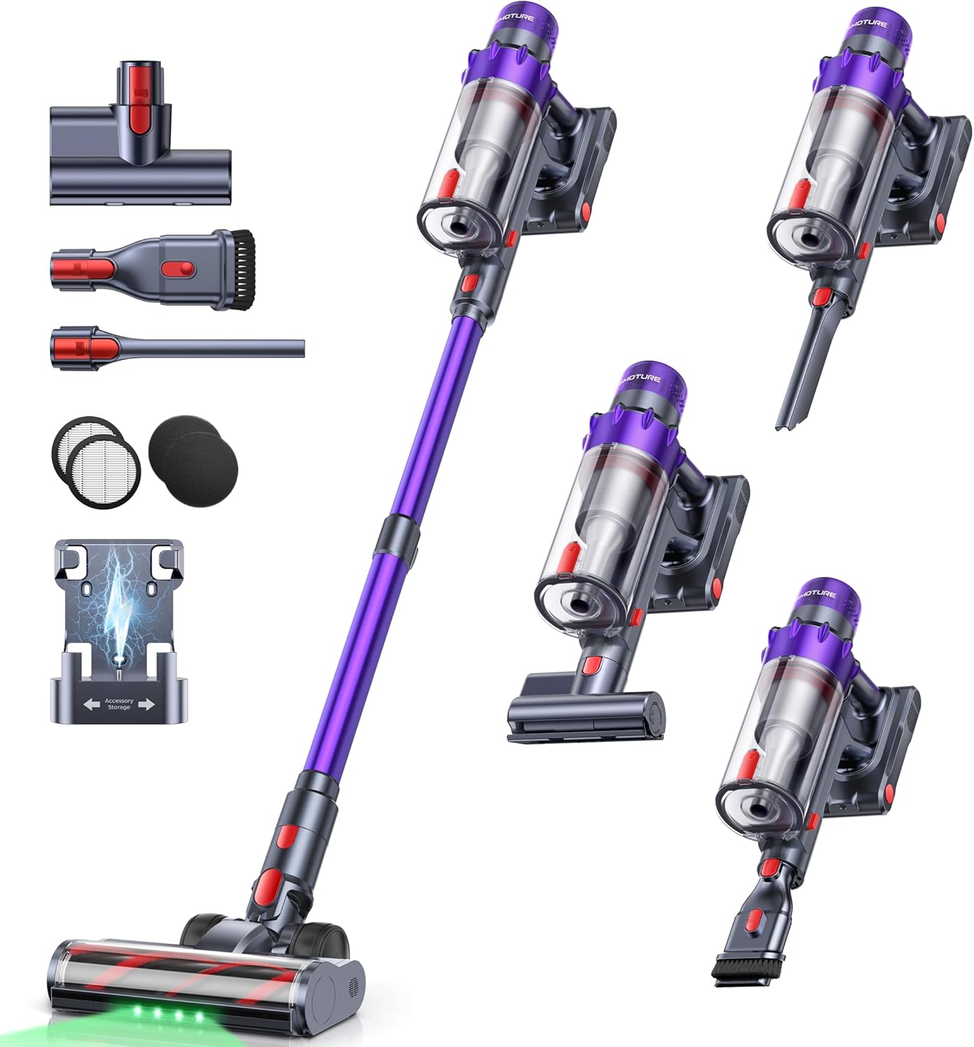 SMOTURE Cordless Vacuum Cleaner, 600W/50Kpa/Max 65Mins Vacuum Cleaners for Home, Stick Vacuum for Pet Hair/Sofa/Carpet/Hard Floor