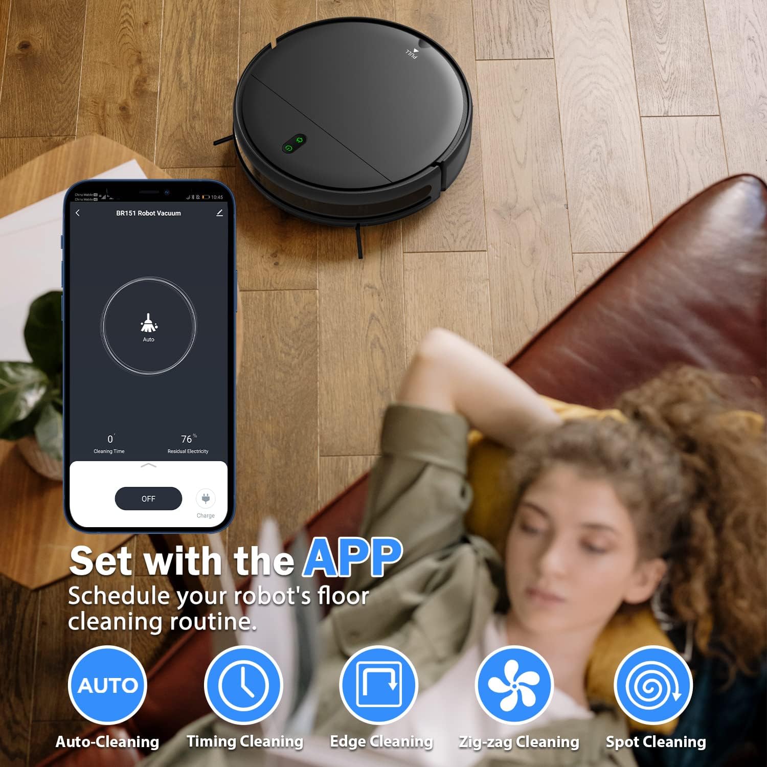 MAMNV Robot Vacuum and Mop Combo, 2 in 1 Mopping Robot Vacuum with Watertank and Dustbin, Robotic Vacuum Cleaner with Schedule, WiFi/App, Self-Charging, Slim, Ideal for Hard Floor, Pet Hair, Carpet