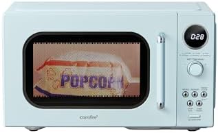 COMFEE' Retro Microwave Oven, Small Microwave with 6 Auto Menus, 0.9 cu.ft Countertop Compact Microwave with Multi-stage Cooking, Mute Function, LED digital, Green/900W, CMO-MMP02AA(GN)