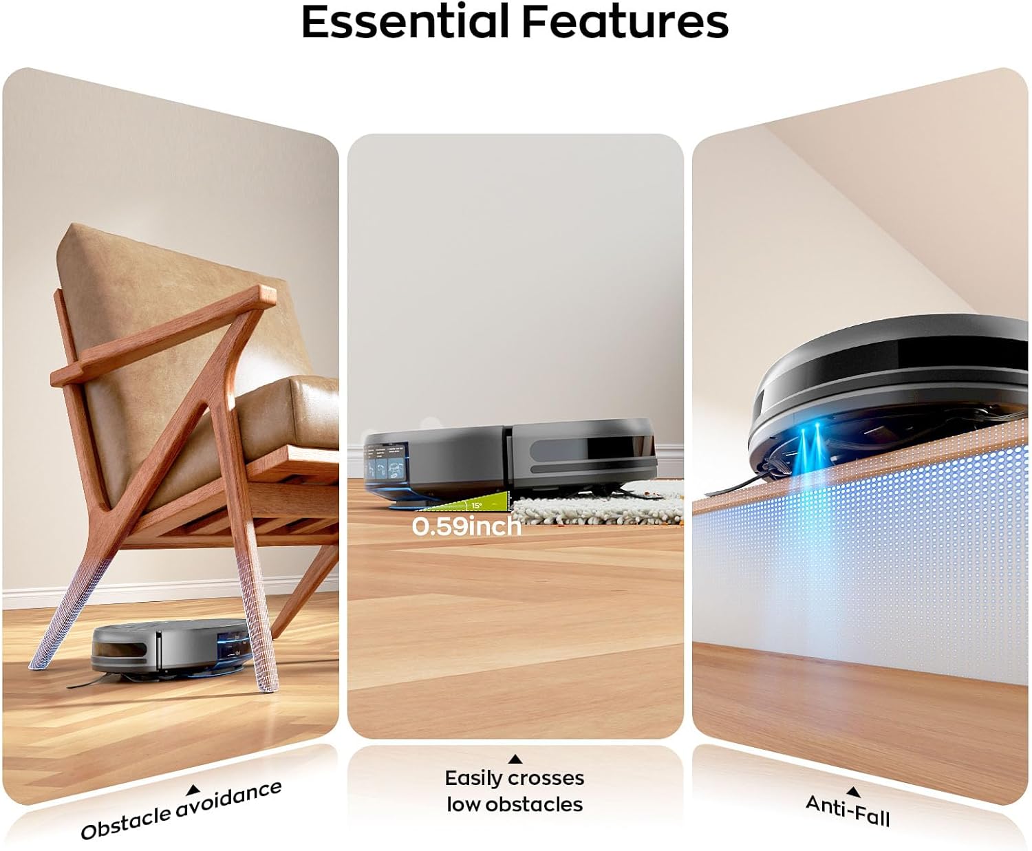 Robot Vacuum and Mop Combo, 2-in-1 Mopping Robot Vacuum Cleaner with 2300Pa Suction, 2.87'' Slim Design, Wi-Fi/App/Voice Control, 3D Obstacle Avoidance&Self-Charging for Hard Floors, Carpets, Pet Hair