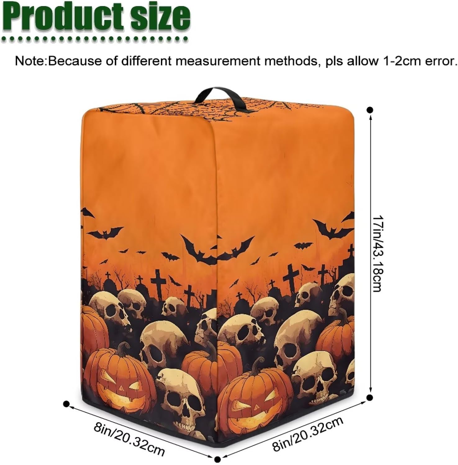 Foldable Juicer Cover – Blender Dust Proof Cover, Fits Most Stand Mixers, Machine Washable, Stylish Floral Print, Home Kitchen Skull Pumpkin With Bat
