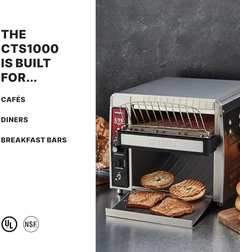 Waring Commercial CTS1000 Coneyer Toaster, 450 Slices per hour, 120V, 1800W, 5-15 Phase Plug