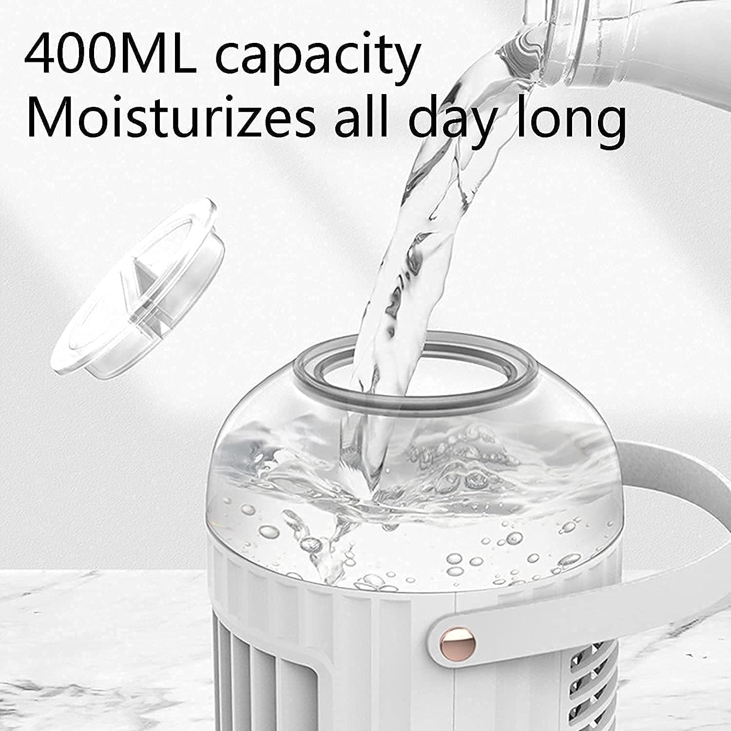 Portable Air Conditioner Quiet Fan, USB Personal Mini Evaporative Cooler Fan, 3 Speeds, Small Desktop Cooling Humidifier Fan (Color : White)