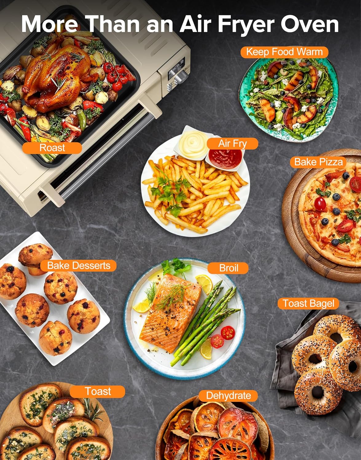 Nuwave Bravo Pro Smart Air Fryer Toaster Oven Combo, Airfryer Convection Oven Countertop, 10-in-1 Functions with Quicker & Even Crisp Technology, 1800W, 50-450°F, PFAS-Free, 21QT, Vanilla Cream