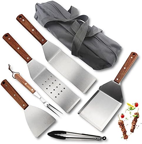 7 PCS Heavy Duty Grilling Tools Set,Stainless Steel Spatula,Fork,Basting Brush Tongs- Utensils Set Ideal