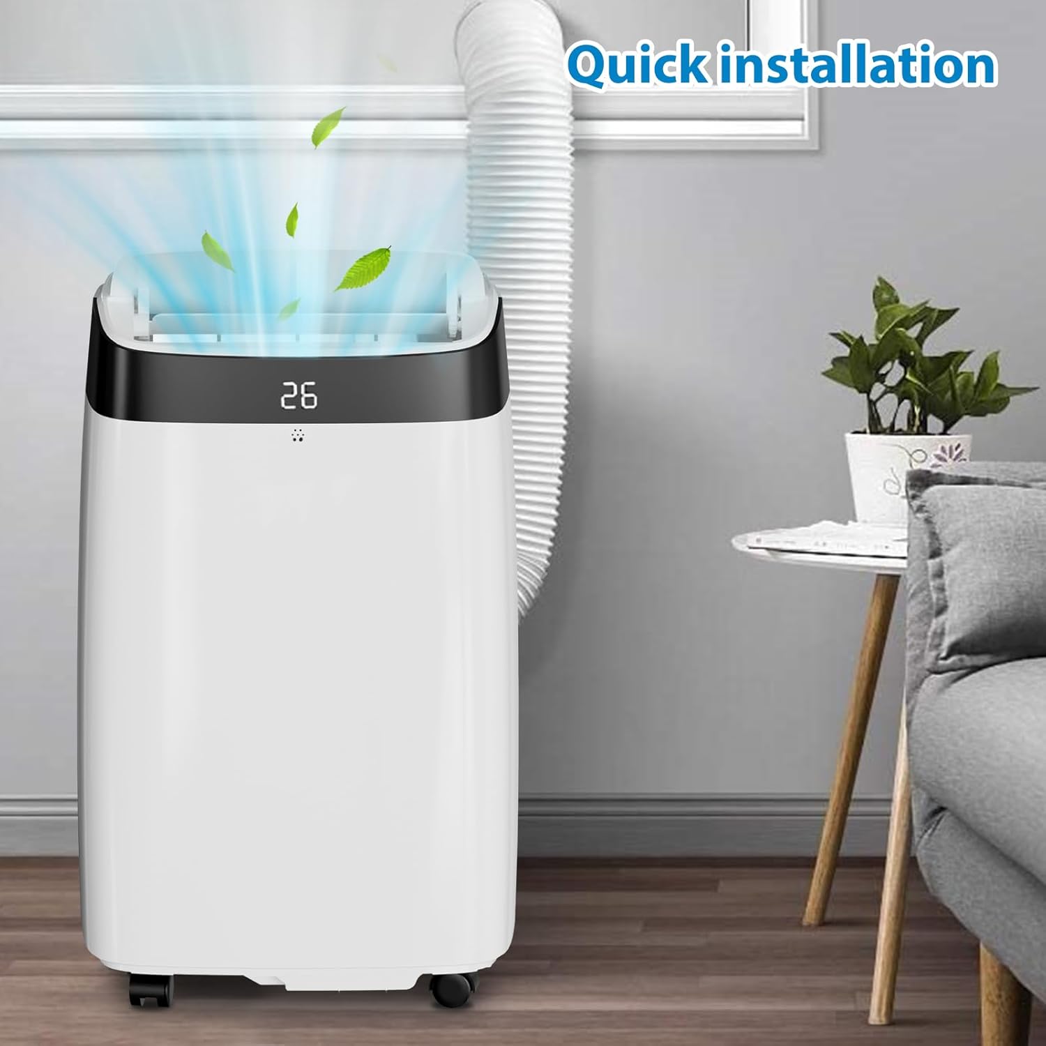 10000BTU Portable Air Conditioners, 3-in-1 AC Unit with Cooling, Dehumidifier & Fan Modes, Remote Control, Digital Display, Mobility, Quiet Freestanding AC Cooling for 450 Sq.Ft for Home, Office, RV