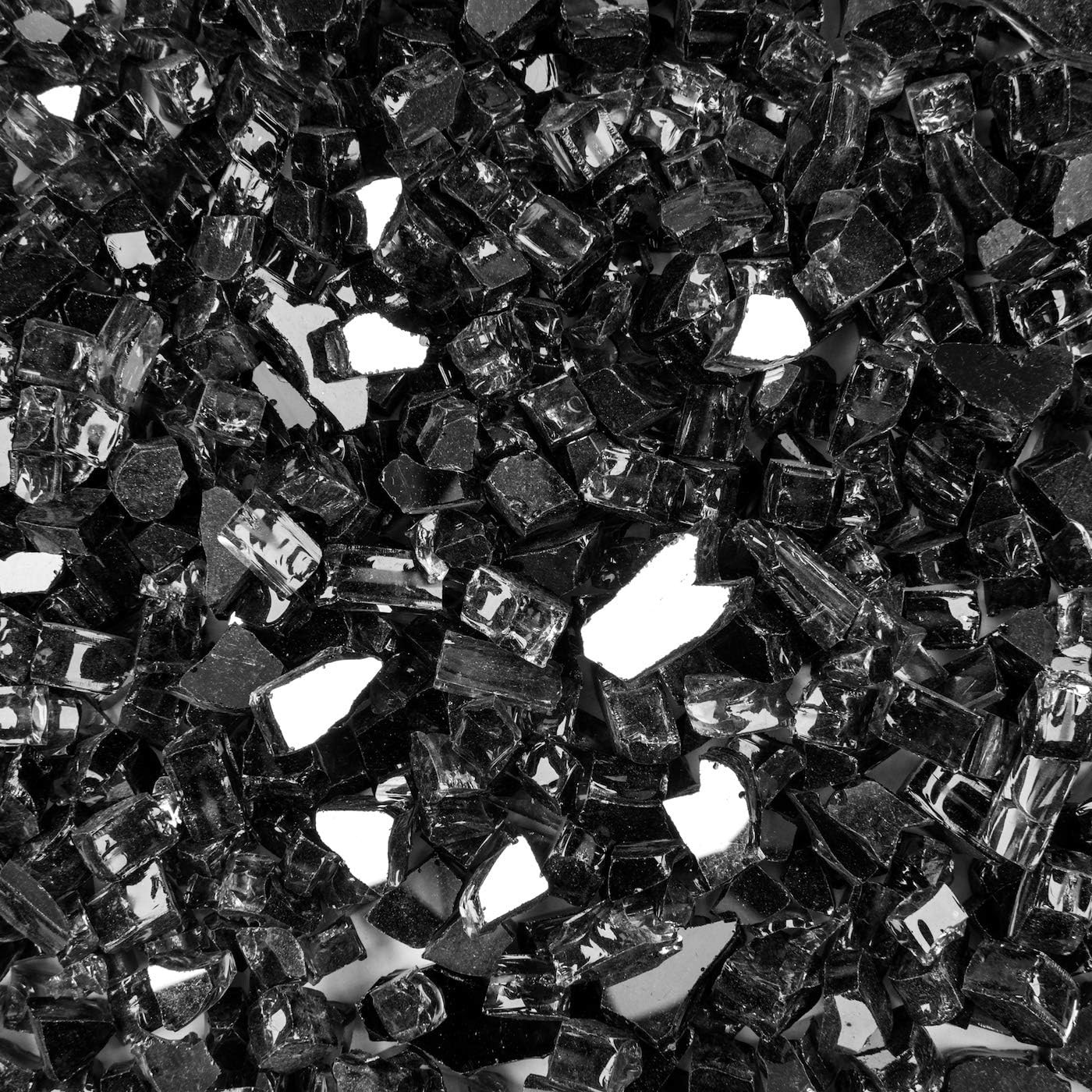One Stop Outdoor (40 Pounds) 1/2 Inch Premium Black Reflective Bulk Fire Glass, Tempered for Fire Pit & Fireplace (Black)