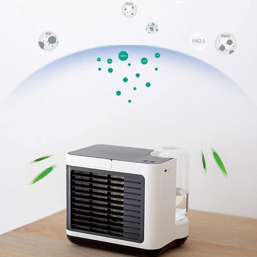 Portable Air Cooler, 3-in-1 Mobile Air Conditioner, Humidifier & Purifier with 3 Speeds, Desktop Fan for Office, Home, Dorm & Travel