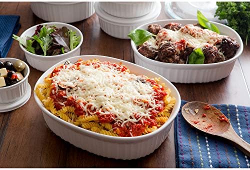 CorningWare French White 20-Pc Ceramic Bakeware Set with Lids Chip and Crack Resistant Stoneware Baking Supplies, Microwave, Dishwasher, Oven, Freezer and Fridge Safe