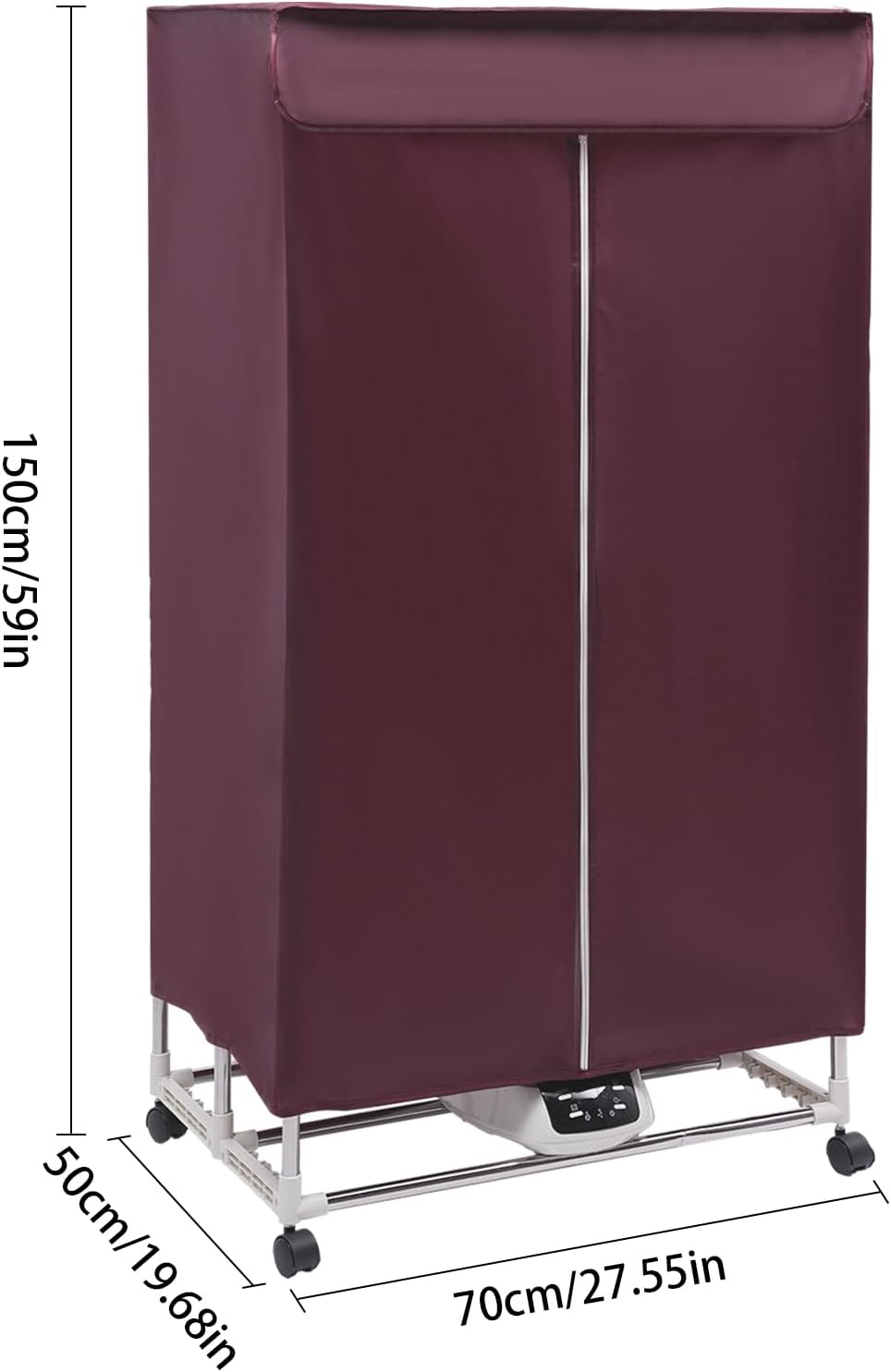 Portable Clothes Dryer, 1200-1500W Electric Dryer with 3 Gears 2-Tier Foldable Portable Travel Mini Dryer Machine with Stainless Steel Rack and 66lbs Capacity for Apartments RVs Homes (Red)