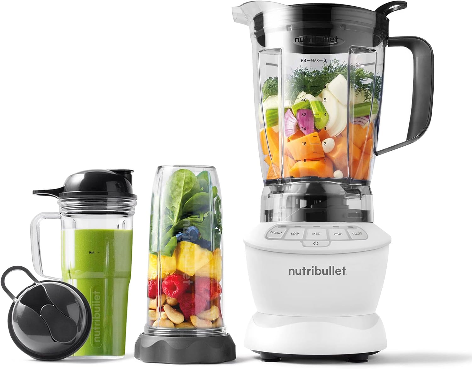 nutribullet 1200W Blender Combo with 64 oz Pitcher and 32 oz 900ml & 24 oz 700ml Cups