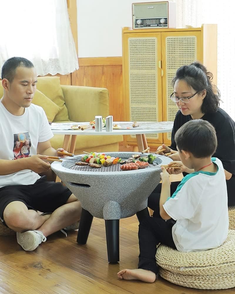 Outdoor Fire Pit Imitation Stone Fire Bowl,39CM Garden Terrace Courtyard Outdoor Wood Burning Fire Pit