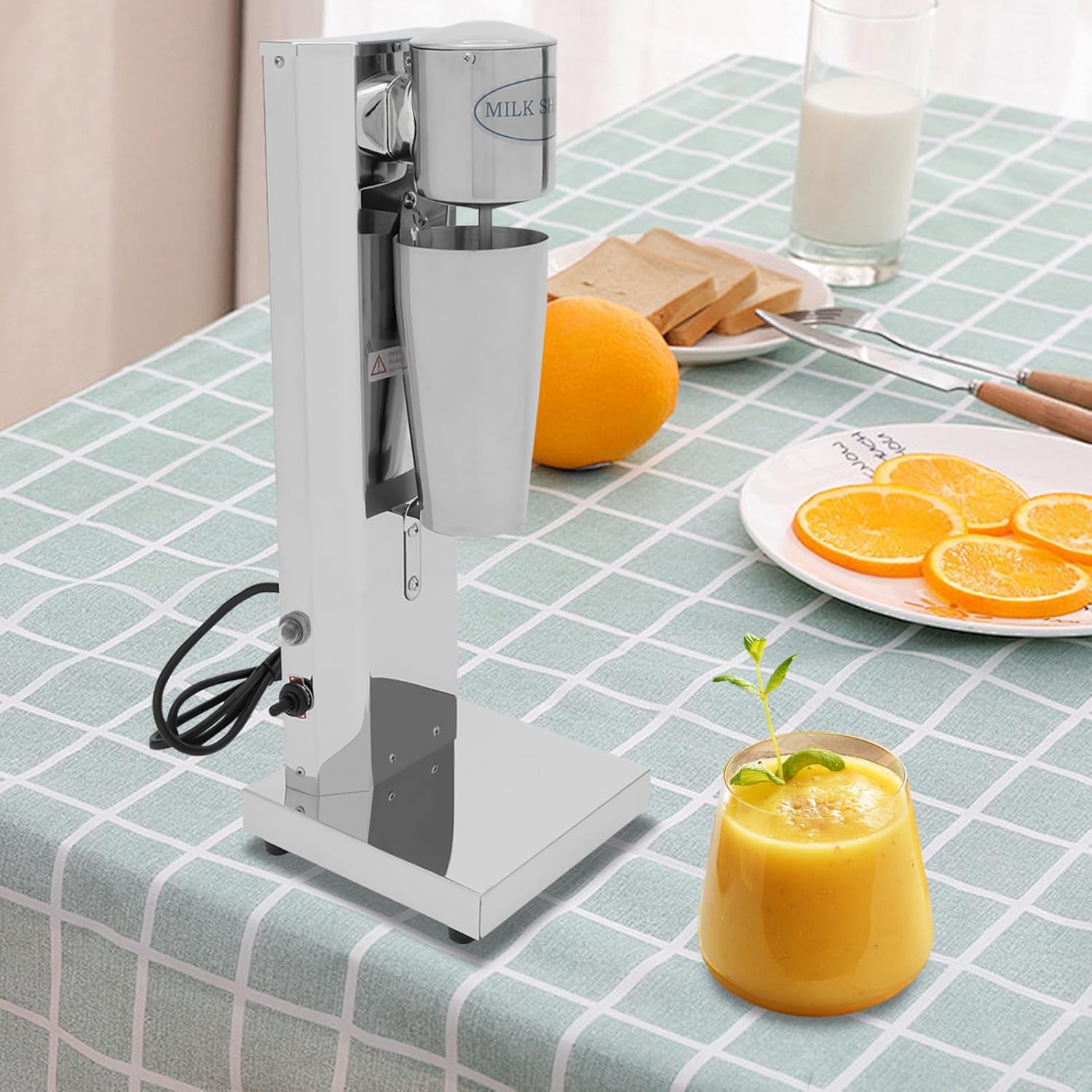 Milk Shaker Blender 18000RPM Single Head Stainless Steel Milkshake Maker with 22ounces Cup Commercial Electric High Speed Drink Mixer Machine for Restaurant Cafe Bar