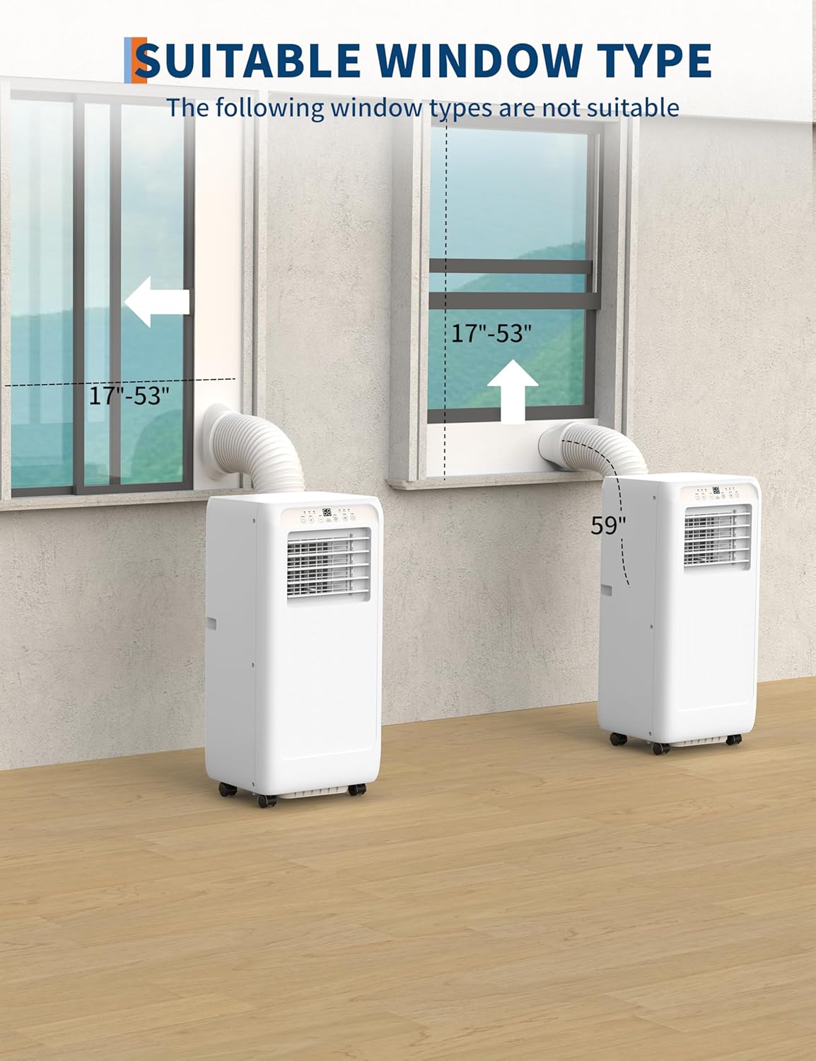 8000 BTU Portable Air Conditioners, 3 in-1 Quiet Portable AC Unit with Efficient Cooling, Remote Control, LED Touch Screen, 24Hrs Timer for Bedroom, Dorms, Office, Indoor Rooms, White