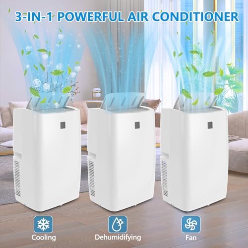 12,000 BTU Portable Air Conditioners, AC Portable Unit Cools up to 550 Sq.Ft,Room Air Conditioner with Remote Control,Dehumidifier & Fan, 3-in-1 Floor Standing Air Conditioner