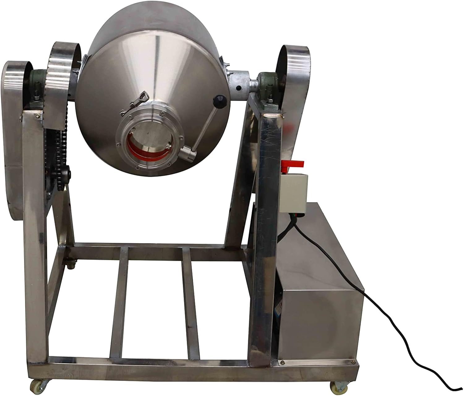 INTSUPERMAI Dry Powder Mixer Mixing Machine Stainless Steel Drum Blender Mixing Machine Particle Blender Powder Mixer Metal Metallurgy Powder Food Material Abrasive Blender 110V 100L