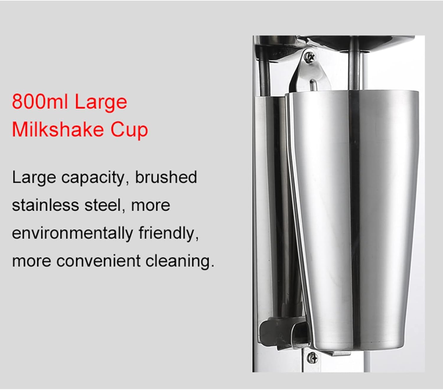 Commercial Electric Stainless Steel Milk Shake Machine,Single Heads Smoothie Malt Blender,Rotating Speed 18000 RPM,w/800ml Stainless Steel Cup