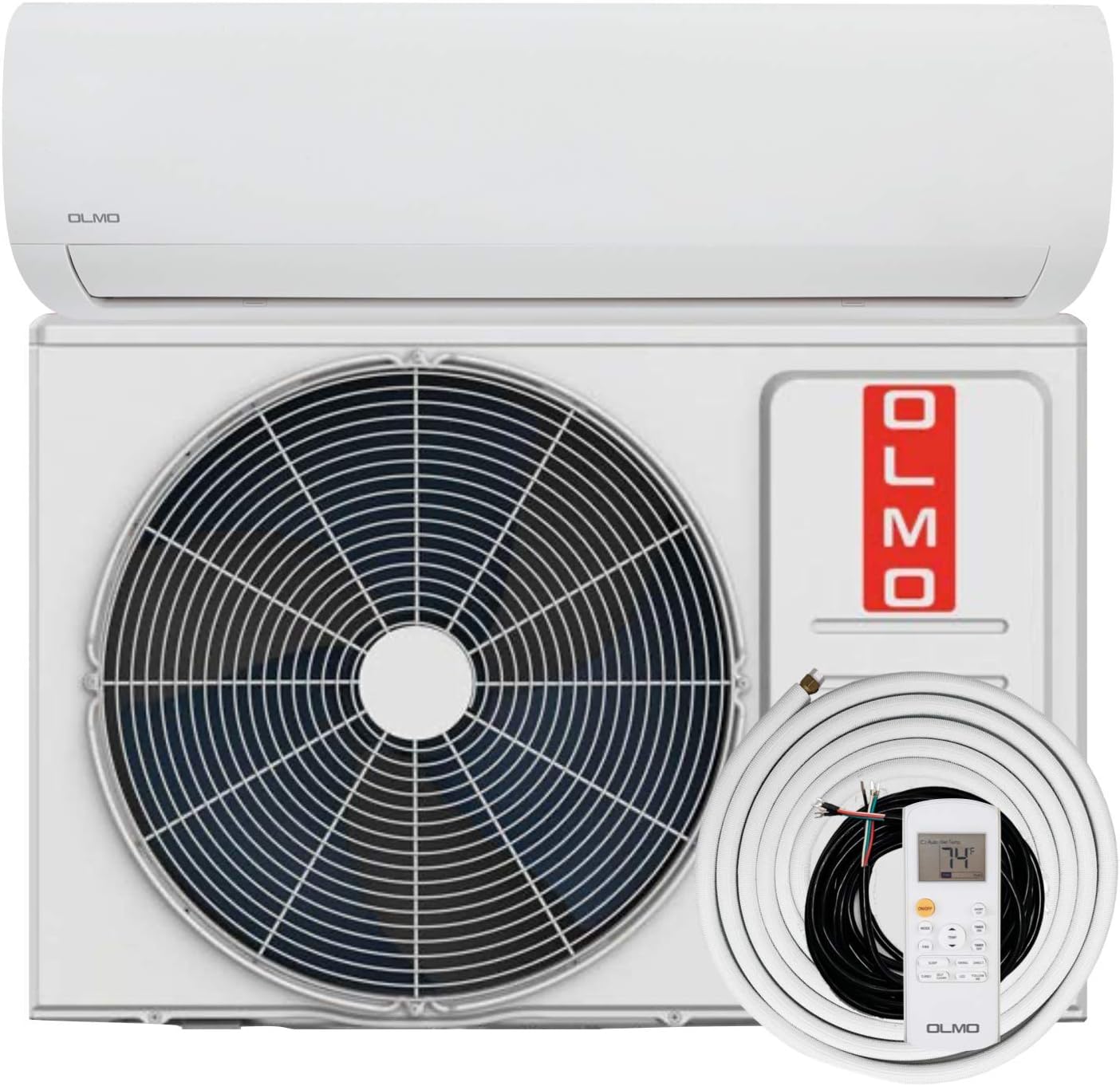OLMO Alpic 12,000 BTU, 208/230V Ductless Mini Split Air Conditioner Heat Pump with 16ft Installation Kit