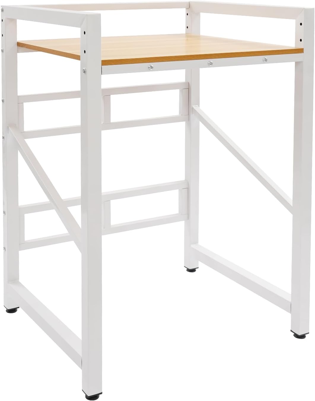 Washer Dryer Stacking Rack Stand, 3-level Height Adjustable Washer & Dryer Storage Shelf with Top Guardrail, 661.39 lbs Capacity Heavy Duty Washing Machine Shelf for Laundry Rooms (White + Yellow)