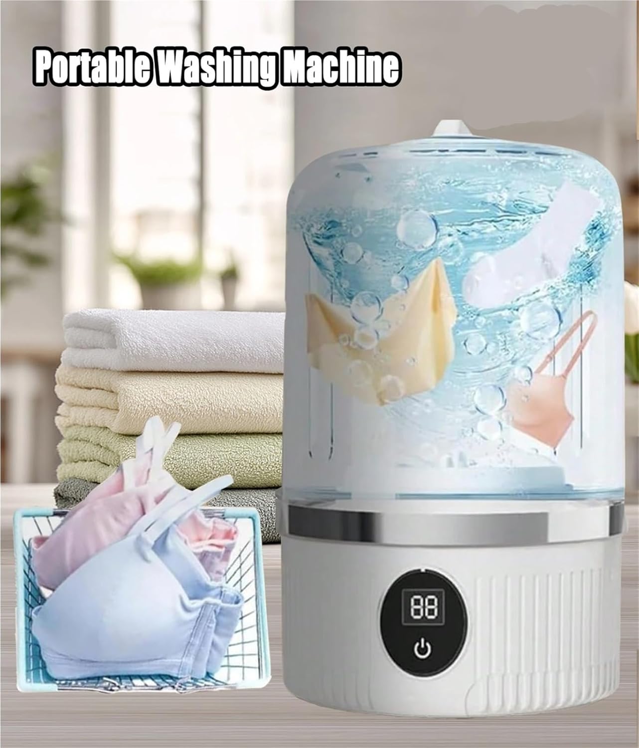 Portable Washing Machine, Underwear Washer & Mini Portable Washing Machine For Delicates,Cordless & Lightweight Design,for Apartments, Homes, and Dorms