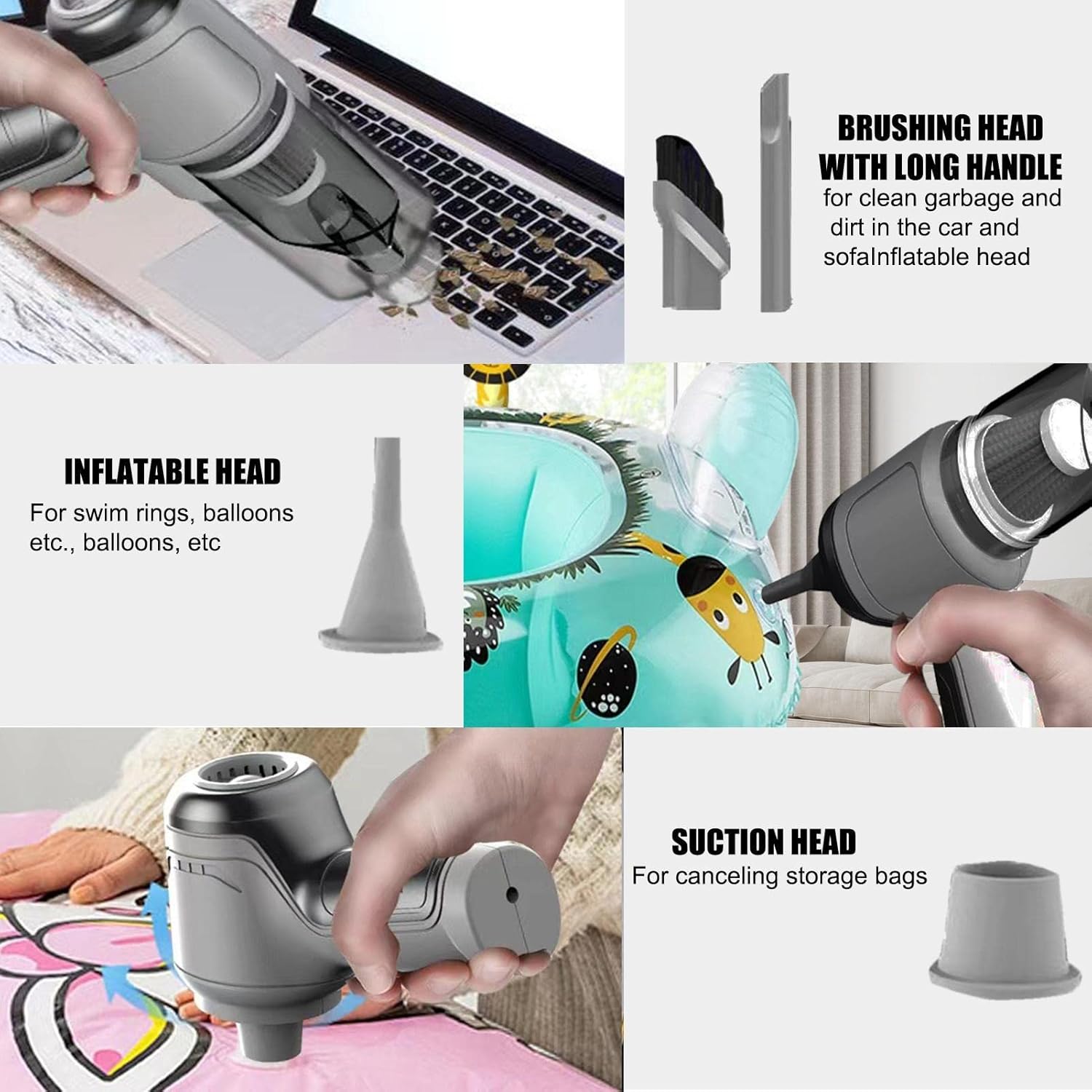 Handheld Vacuum Cleaner | 3 in 1 Hand Held Car Vacuum Cordless Rechargeable | 120W Electric Dust Blower Buster Vacuum Pump | Mini Vacuum for PC Laptop Console Piano Car
