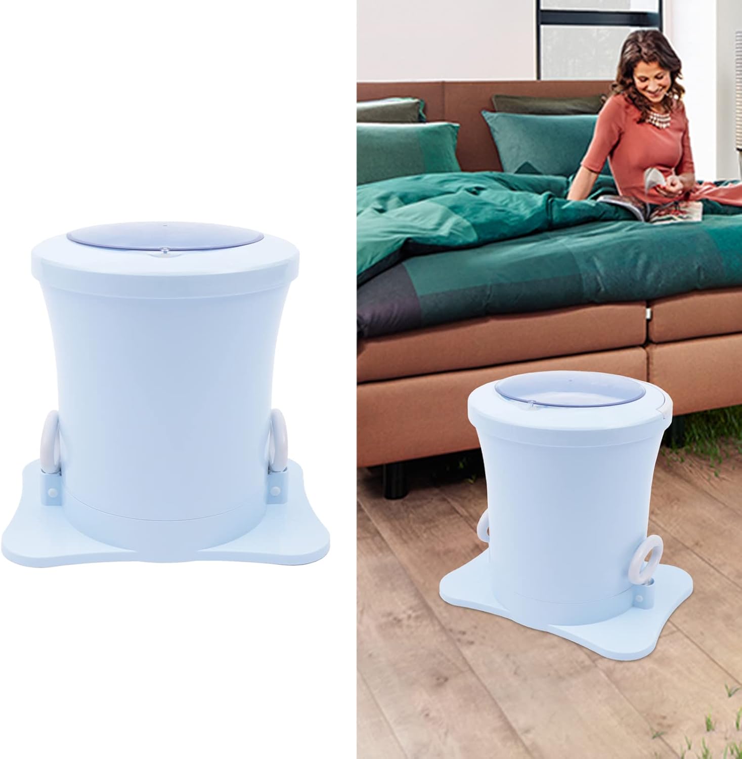 Manual Dehydrator Machine, Manually Pulling Rope Dryer, Non-Hand Operated Dehydrator, Portable Compact Spin Dryer Foot Type Electricity Free Dehydrator for Camping Apartments Clothes