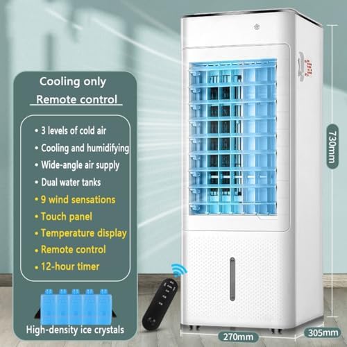 Portable Air Conditioner Evaporative Air Cooler with 7L Water Tank Remote Control 12H Timer 120° Oscillation Ice Boxes 3 Modes 3 Speeds Portable Cooling Fan Humidifier for Bedoom Home Office