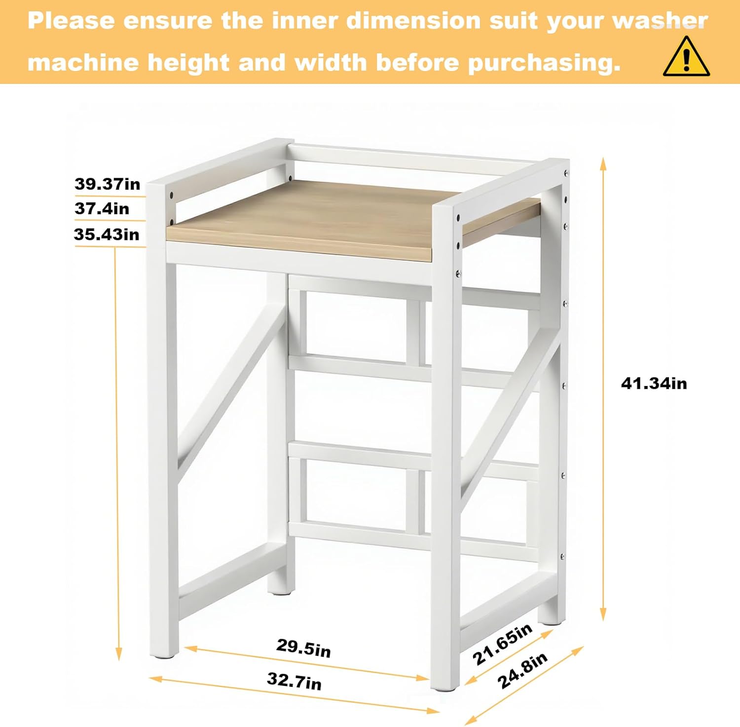 Washer Dryer Stacking Rack Kit 29.5in, Over the Washer and Dryer Storage Shelf for Laundry Room, Bathroom, Heavy Duty, Height Adjustable, 1.2mm Wall Thickness 660lbs Capacity (White, 29.5in)