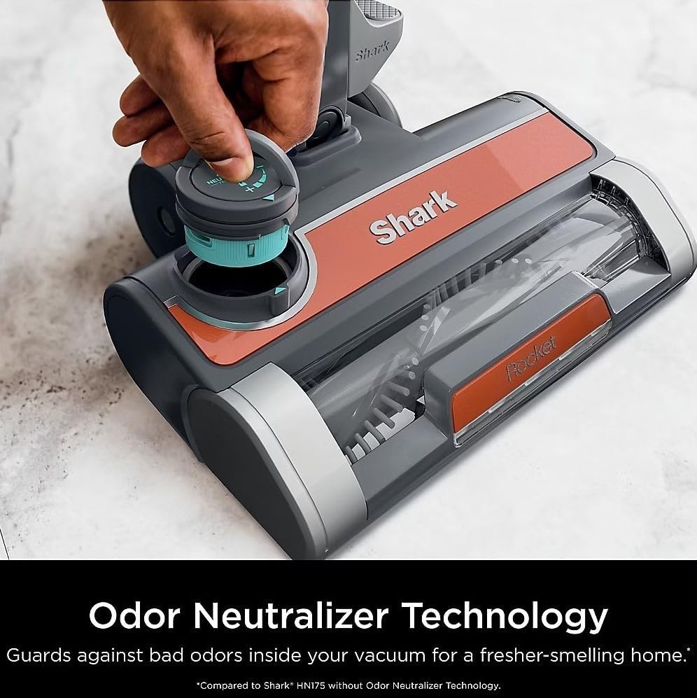 SHARK HN175 Rocket Pro Corded Stick Vacuum with Odor Neutralizer Technology, Removable Hand Vacuum, Advanced Swivel Steering, XL Cup, LED Headlights, Perfect for Pets, Orange (Renewed)