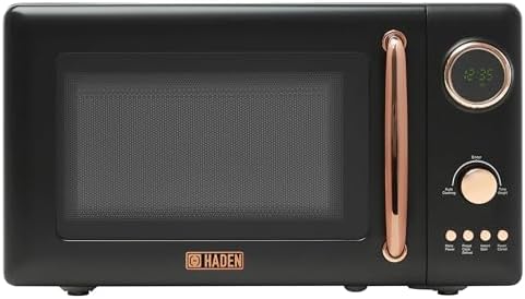 Haden 700 Watt 0.7 Cubic Foot Microwave Oven with Digital Controls, Defrost, and Instant Start Countertop Small Appliance, Black/Copper