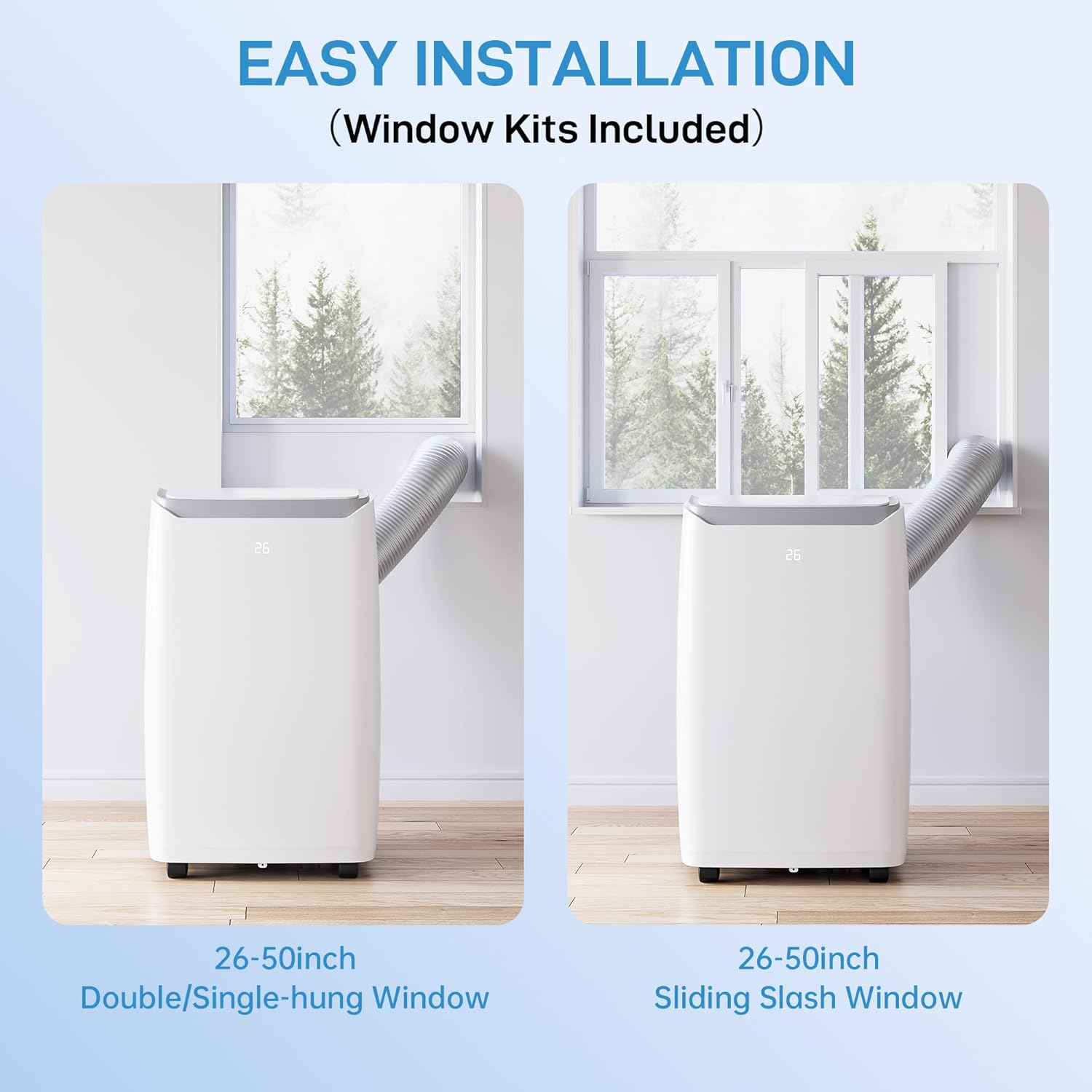 Portable Air Conditioners 14,000 BTU, 4-In-1 AC With Dehumidify Mode, Remote Control, Low Noise Design for Up to 750 Sq.Ft Rooms, White