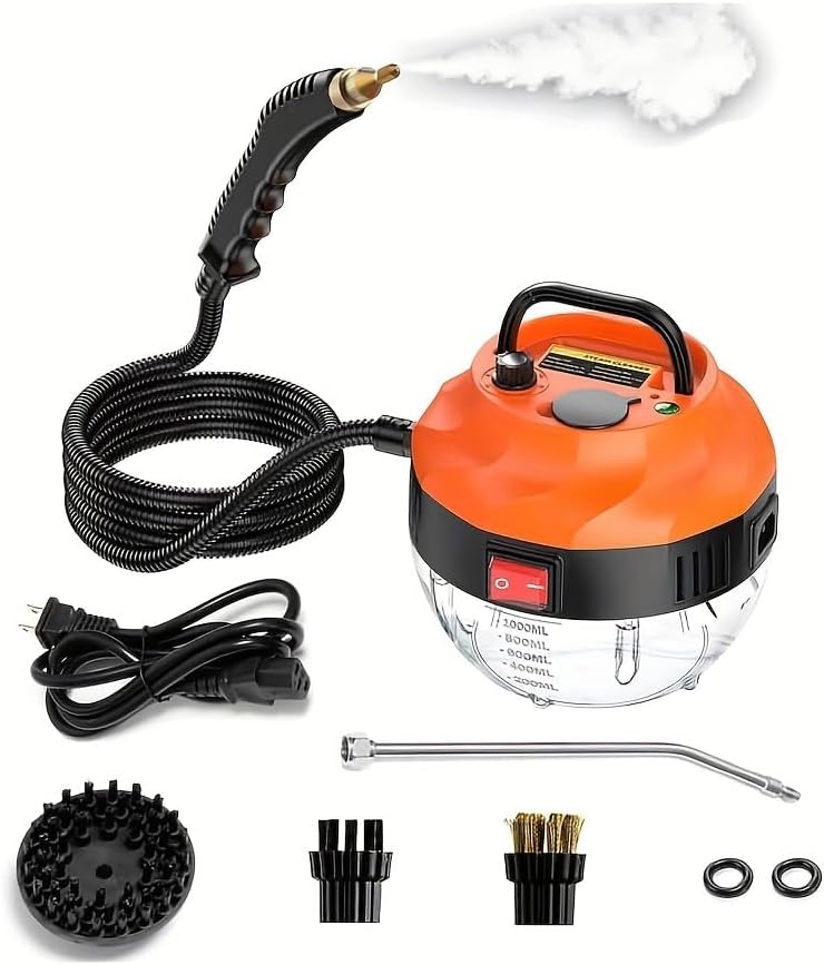 Portable Steam Cleaner, Pressurized Handheld Steamer, High Temperature High Pressure 6 Speeds Steam Cleaning Machine with 3 Brush Heads for Cleaning Home Furniture, Bathroom, Car Detailing