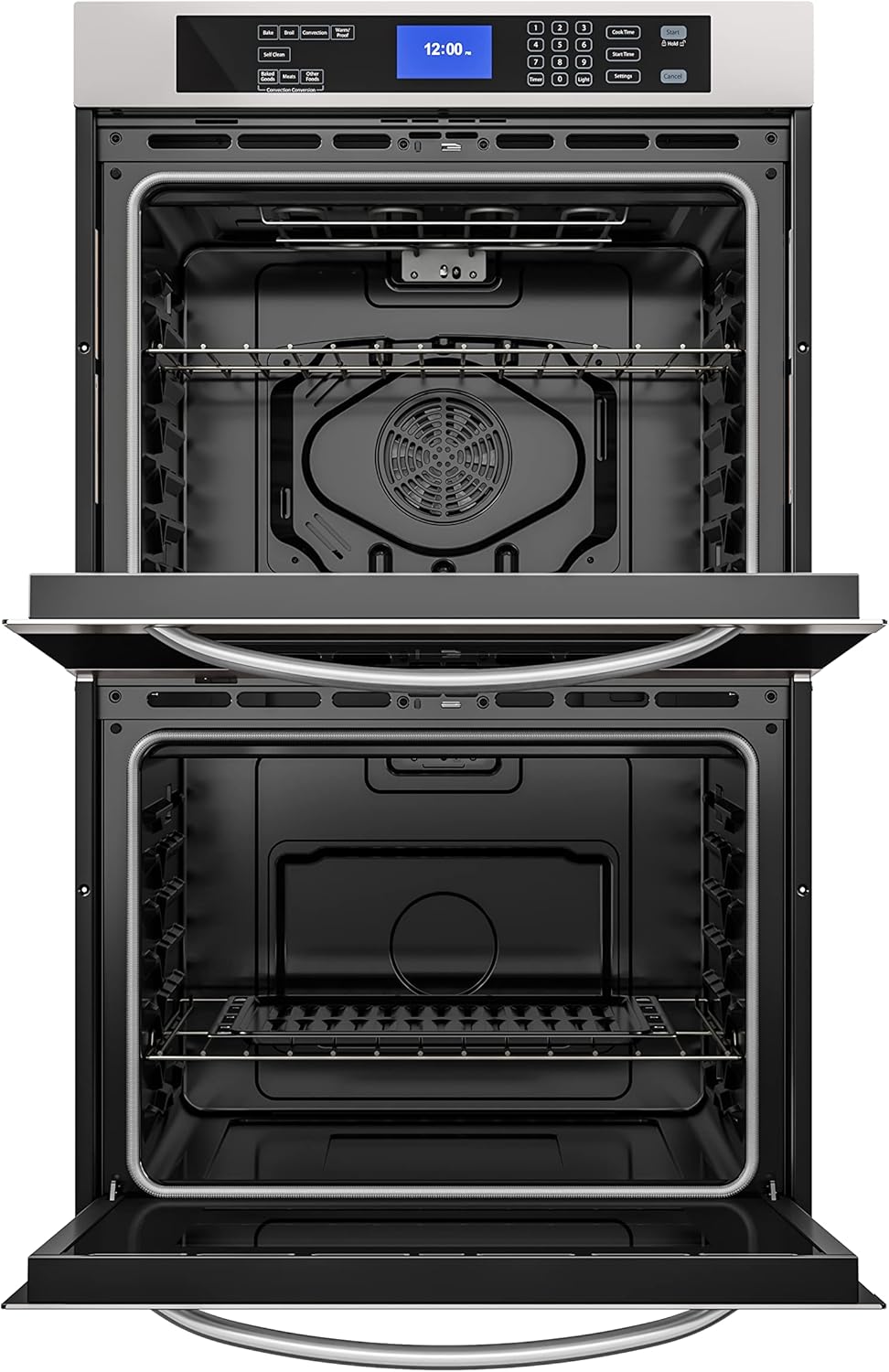 KoolMore 30-Inch Electric Double Wall Oven with Quiet, Rapid Convection Cooking, 7 Cook and Baking Modes, Dual Large Capacity Ovens, Stainless-Steel Unit, Self-Cleaning (KM-WO30D-SS)