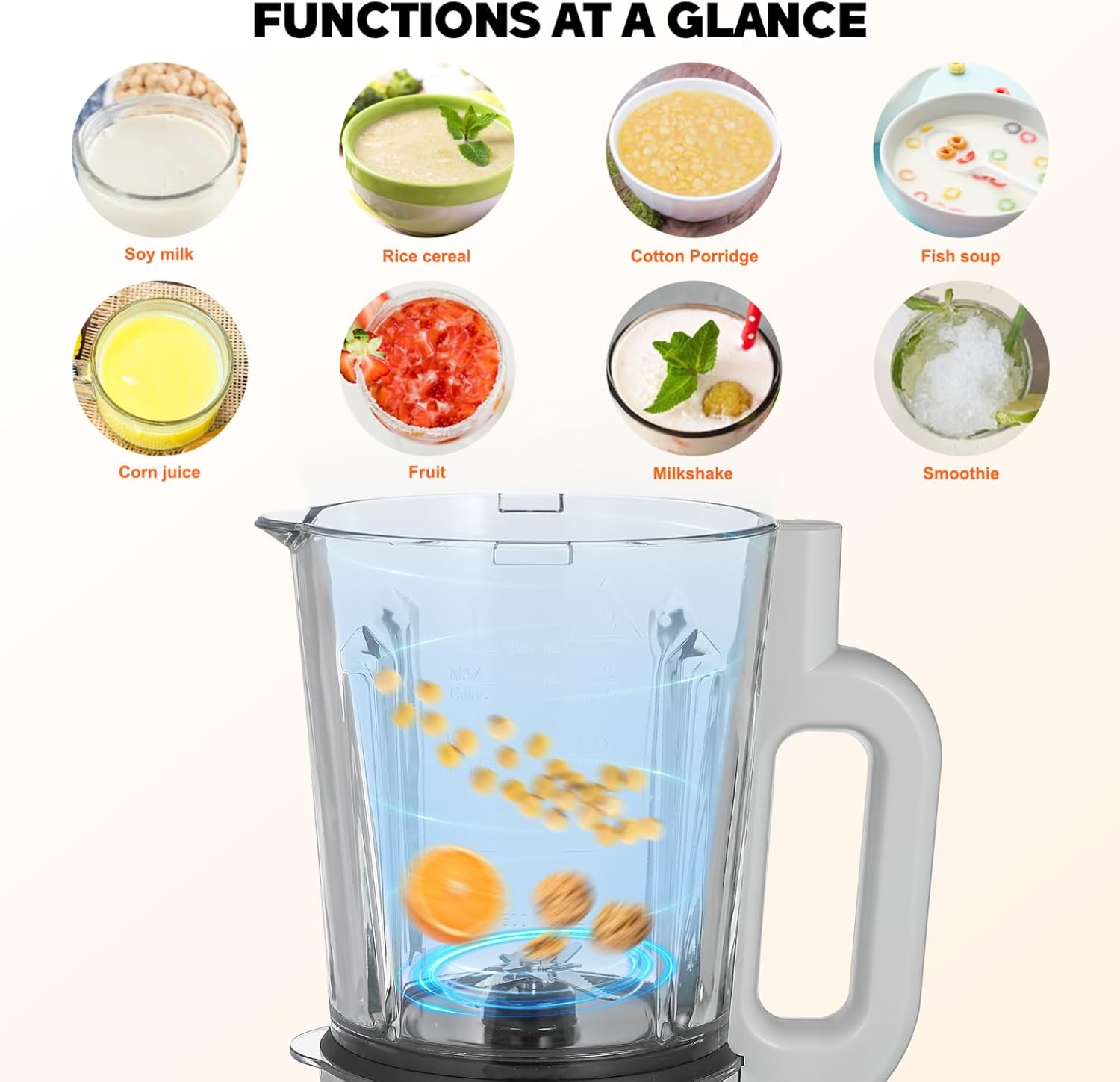 1.75L High Speed Smoothies Blender with US Plug Multifunctional Electric Juicer for Fruits and Ice Countertop Food Processor for Shakes and Drinks