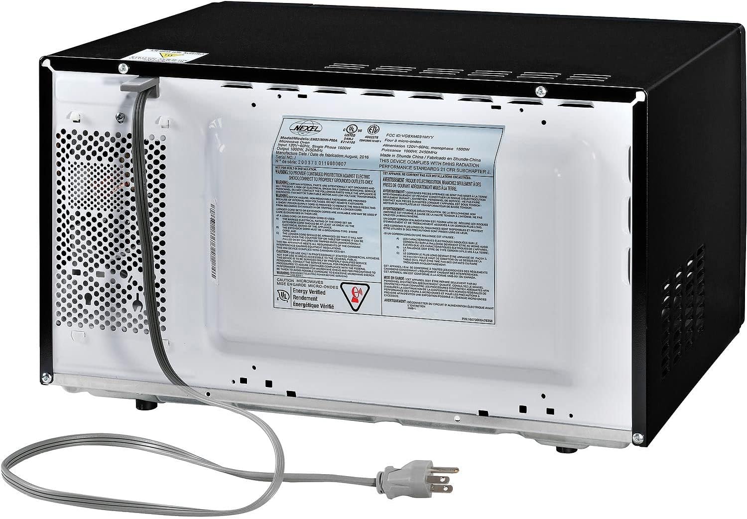 Nexel Countertop Microwave Oven, 1.1 Cu. Ft., 1000 Watts, Touch Control, Black