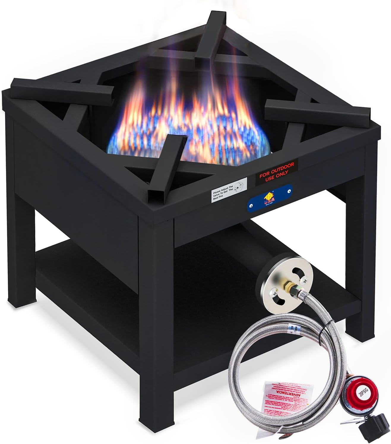 ARC Single Burner Propane Stove, 200,000BTU Cast Iron High Pressure Outdoor Propane Burner Cooker,16.5
