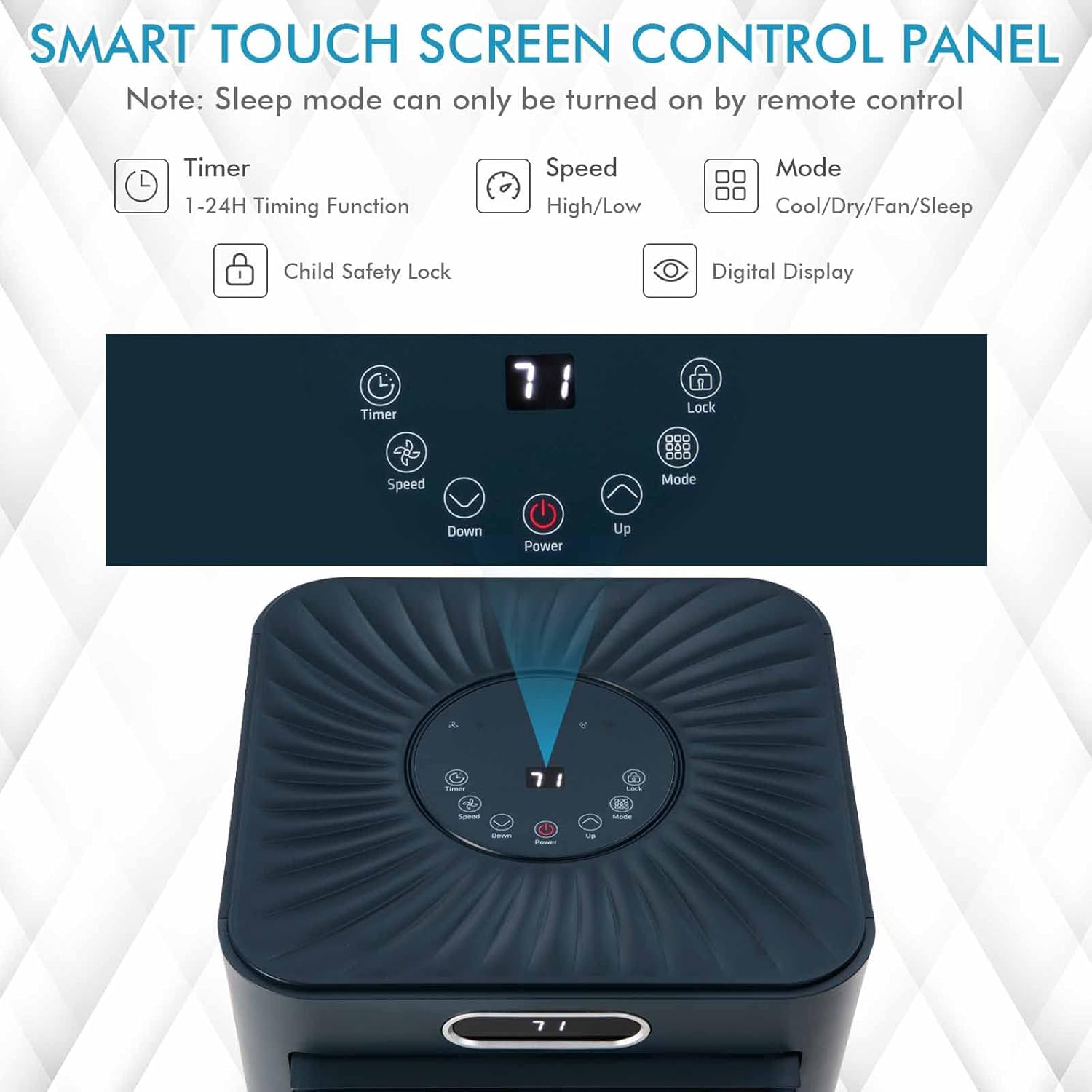 PETSITE Portable Air Conditioner, 3-in-1 AC Cooling Unit Dehumidifying, Fan & Air Cooler Function, Remote Control, Window Kit Included (10000BTU, Dark Blue)