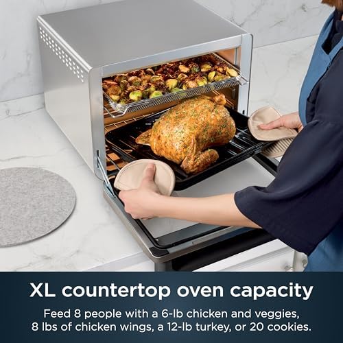 Ninja Air Fryer & Toaster Oven | Prestige Smart XL Countertop Oven | Bakes up to 20 Cookies, Fits up to a 12lb Turkey | Pizza, Toast, Bake, Air Fry & Reheat | 1800 Watts | Stainless Steel | DT501​