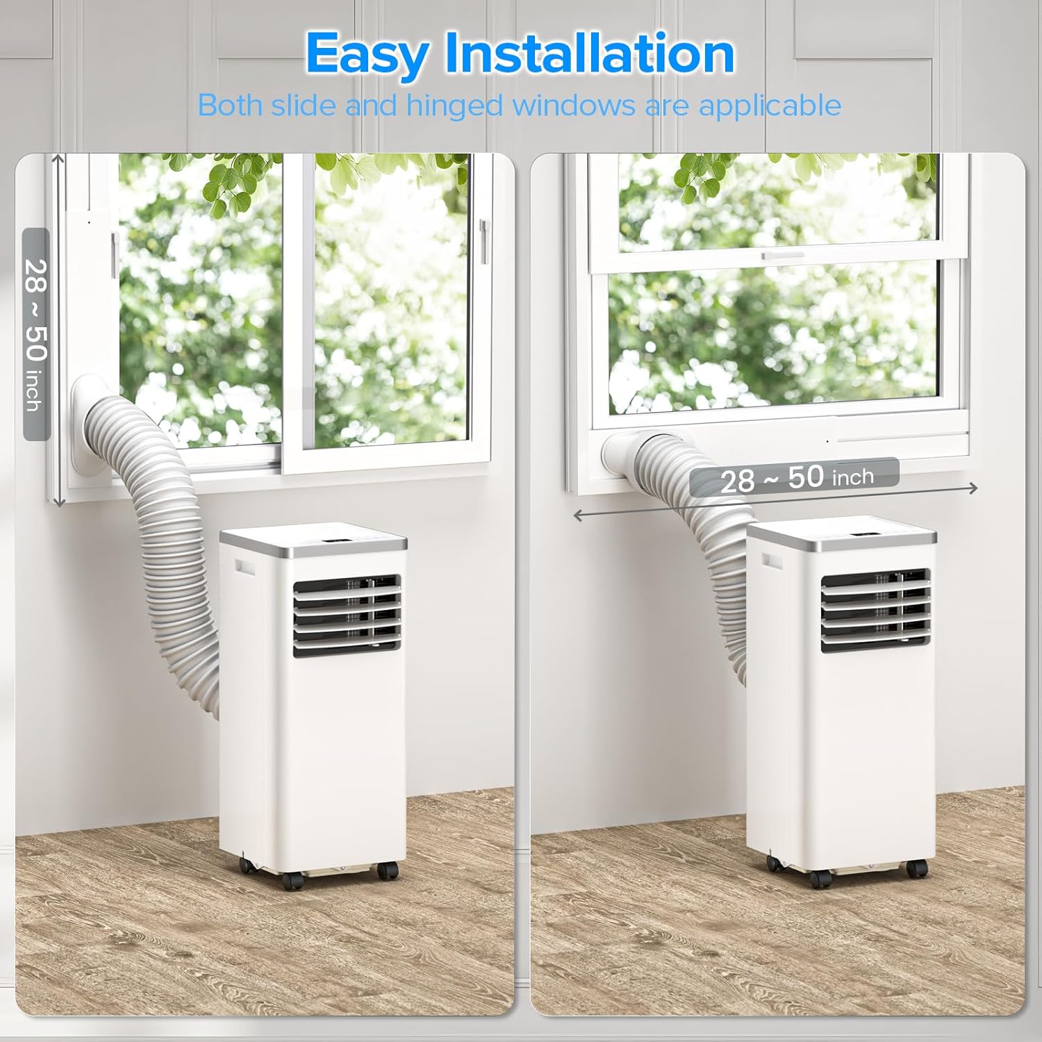 ZAFRO Portable Air Conditioner 8000 BTU (ASHRAE) Cools up to 350 Sq. Ft., Remote Control, LED Display, 4-in-1 Modes Portable AC Unit with Window Kits for Bedroom, Home, Dorm, Office, White