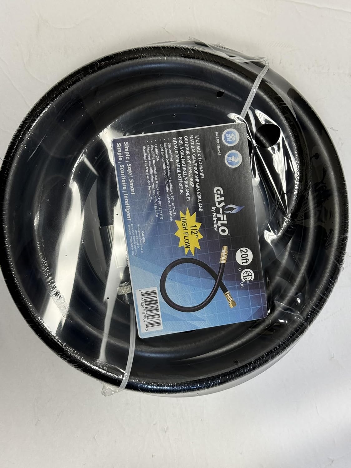 Grill and Outdoor Appliance Hose for Propane and Natural Gas, 1/2 F.SAE x 1/2 M.PIPE, 30-foot