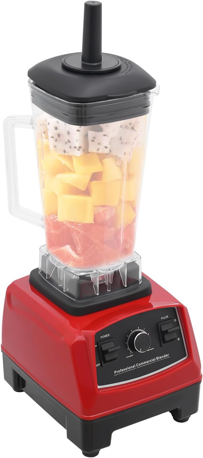 2200W Professional Countertop Smoothie Blender, 2L Heavy Duty stainless steel Commercial kitchen Blender Mixer Juicer Ice Crusher,Adjustable Speed for Milkshakes,Ice Creams, Fresh Juices (Red)