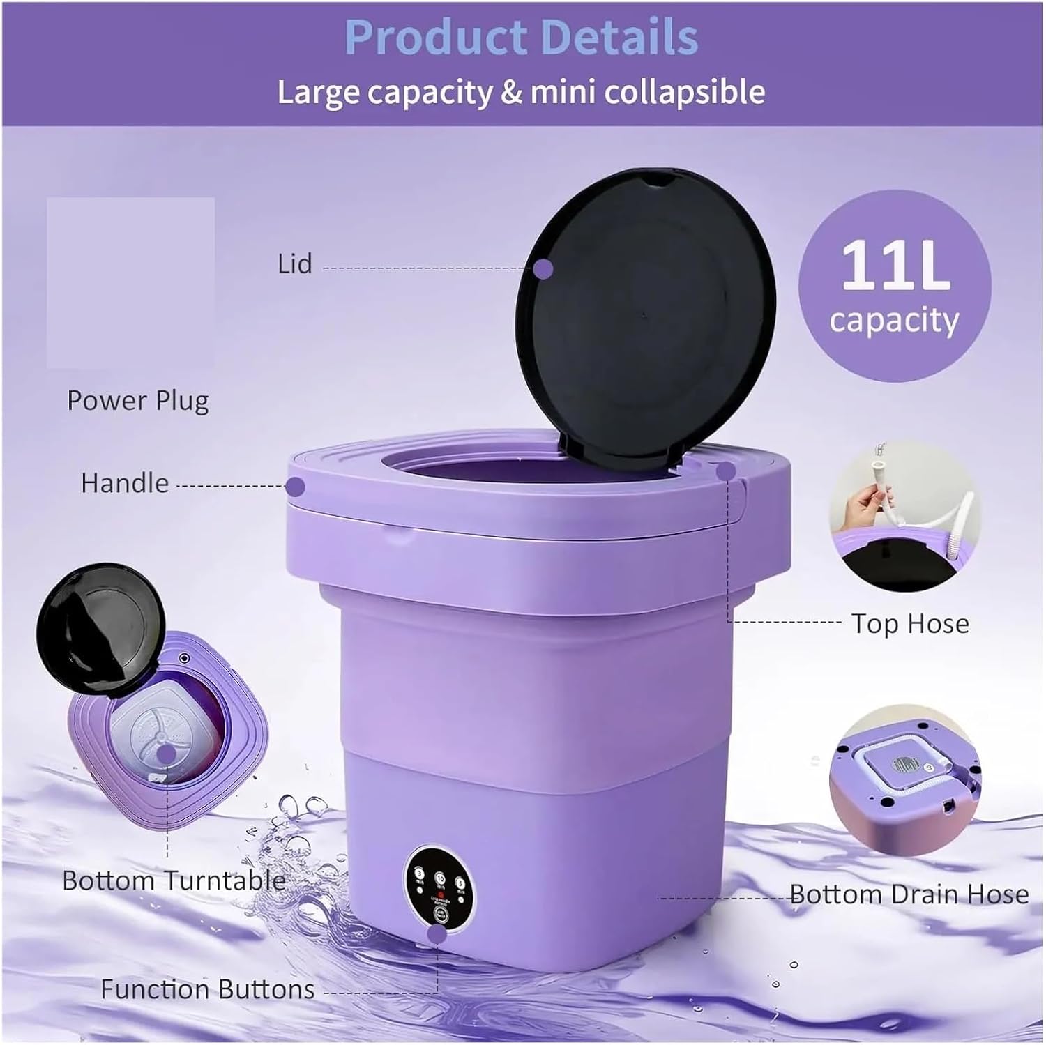 Portable Washing Machine,Portable Washer With Modes Deep Cleaning,Folding Washer Of Underwear,Foldable Small,for Travel,Camping, RV & Dorms