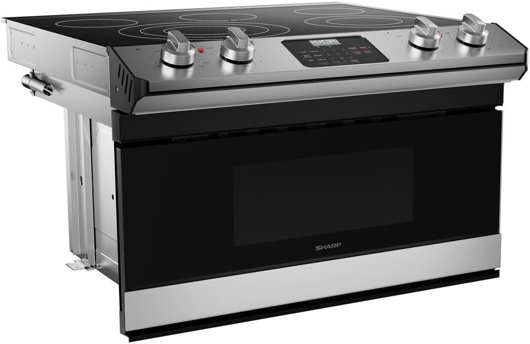 SHARP STR3065HS 30 Inch Smart Rangetop with 4 Cooking Zones, Microwave Drawer Oven, Triple & Double Heater, Warming Zone, Sensor Cook, and Metal Rotary Knobs/Glass Touch Panel