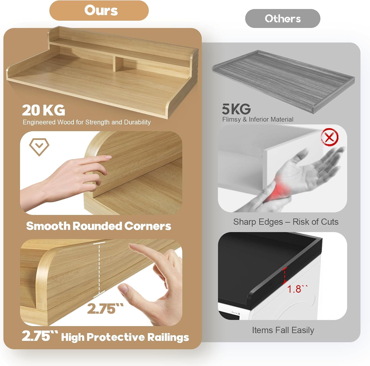 2-Tier Washer Dryer Countertop with 2.75