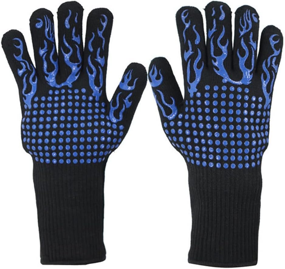 Gloves Oven Mitts Cooking Pots Barbecue Gloves Microwave Oven Gloves Potholders Kitchen(Blue)