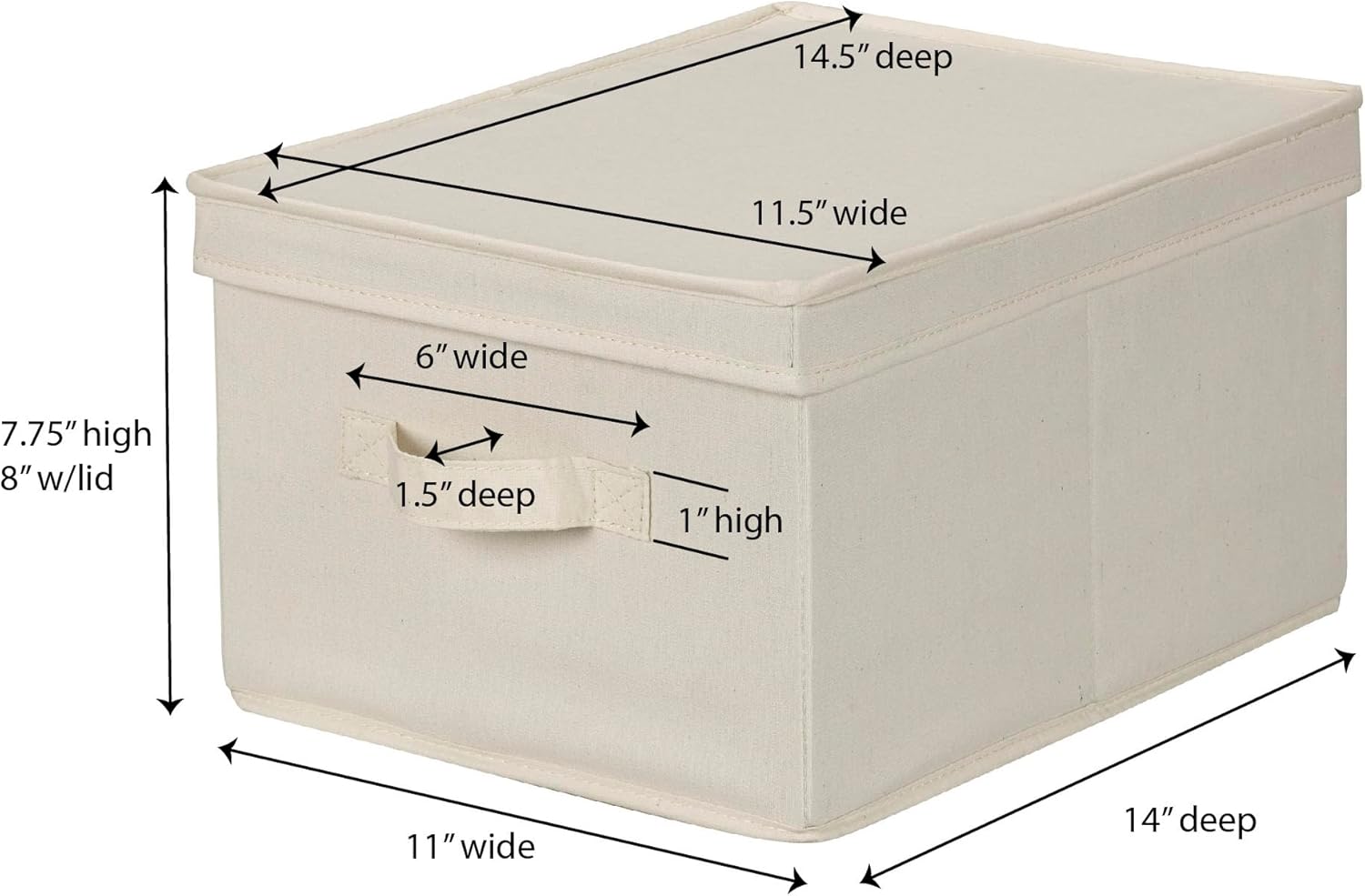 Household Essentials 113 Storage Box with Lid and Handle - Natural Beige Canvas - Large