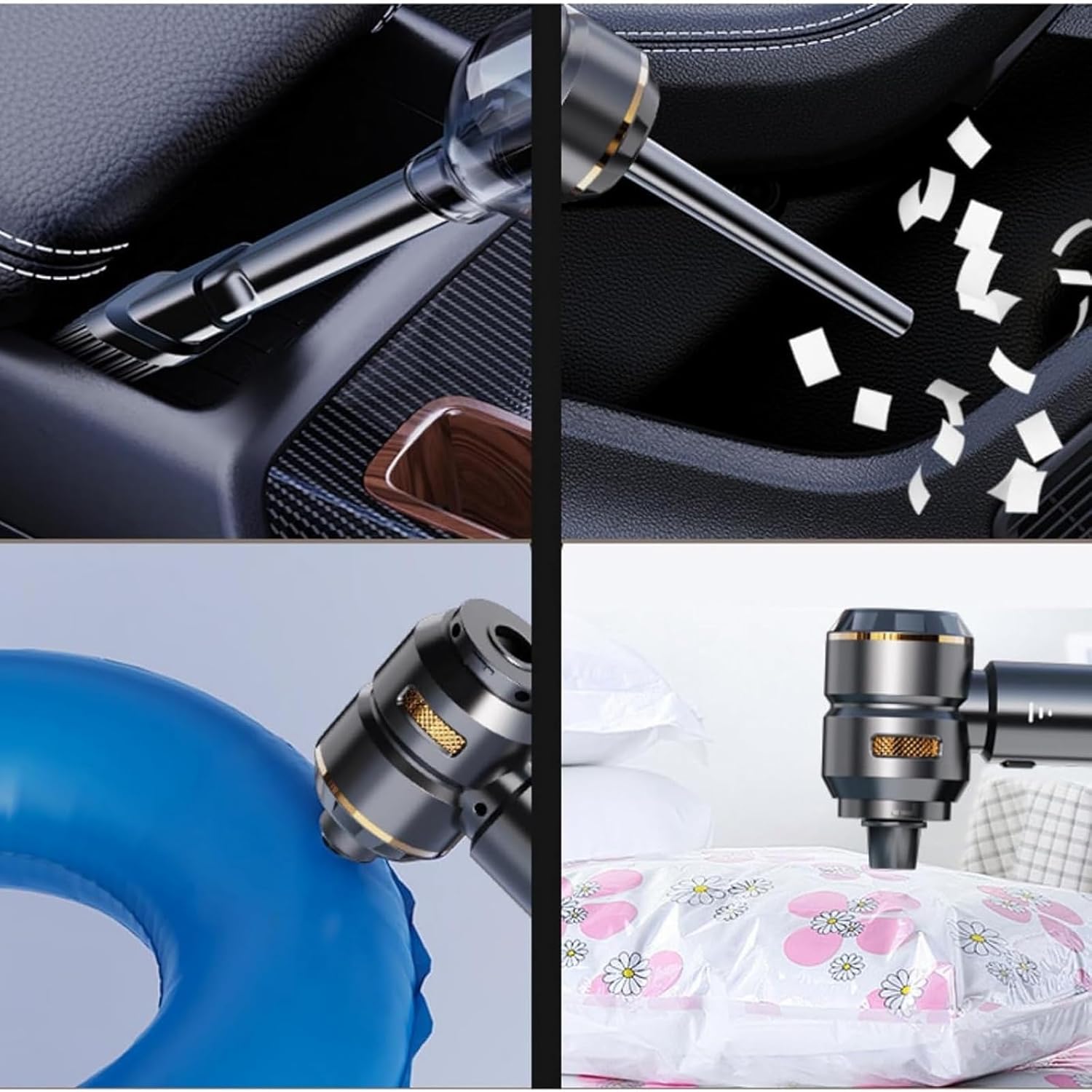 Vortify Handheld Vacuum Cordless, vortify car Vacuum Powerful Suction, 4-in-1 Rechargeable Mini Vacuum Cleaner with HEPA Filter & LED, Portable Car Interior Detailer for Auto/Truck(Gold)