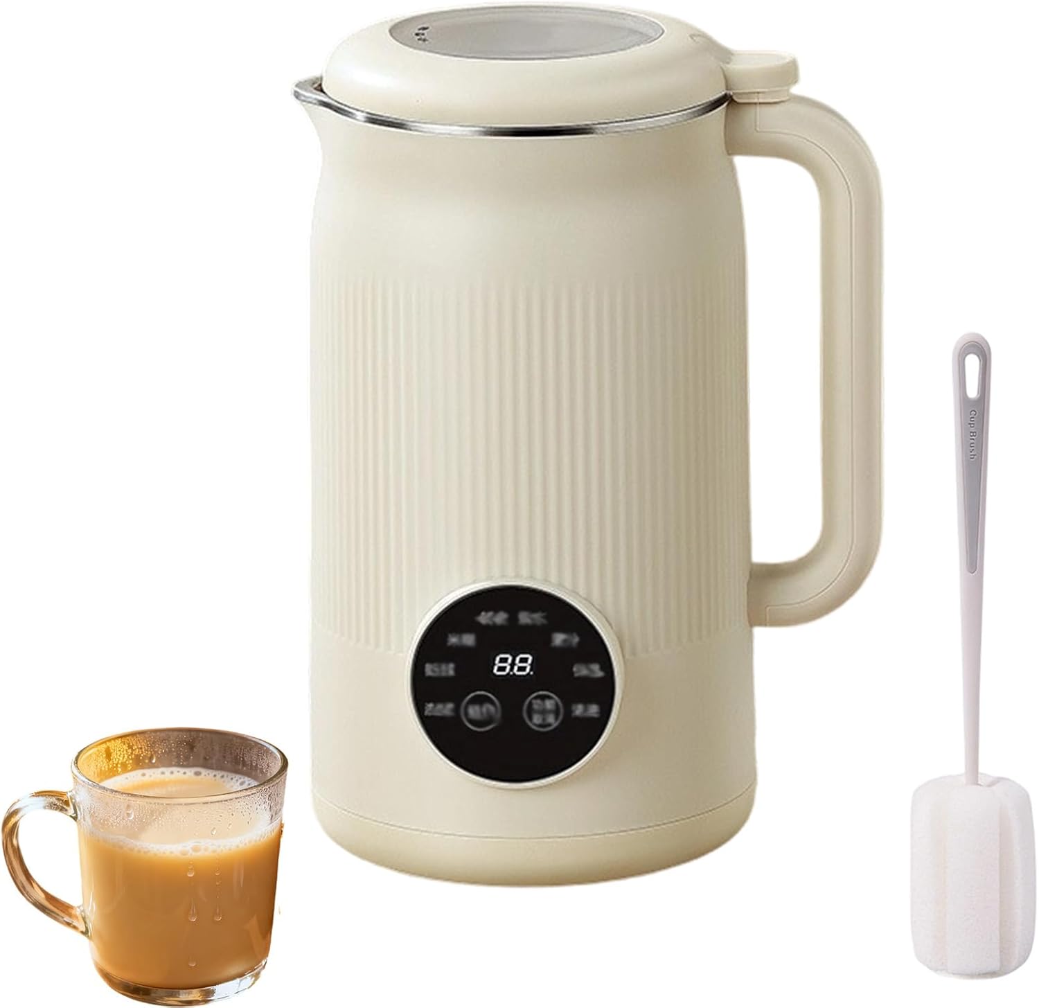 The 8-In-1 Multifunction Nut Milk & Juice Maker, 8-In-1 Nut Milk Maker Machine, Automatic Plant-Based Milks Blender with Delay Start, Keep Warm, Self-Cleaning (Beige)