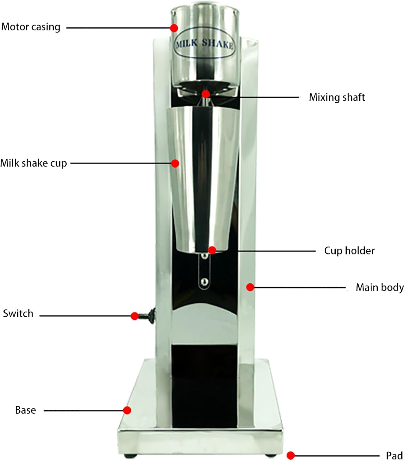 Milkshake Maker,Electric Drink Mixer Commercial Milkshake Blender,2 Speeds,Stainless Steel 180W 18000RMP Speed Adjustable with Mixing Cup