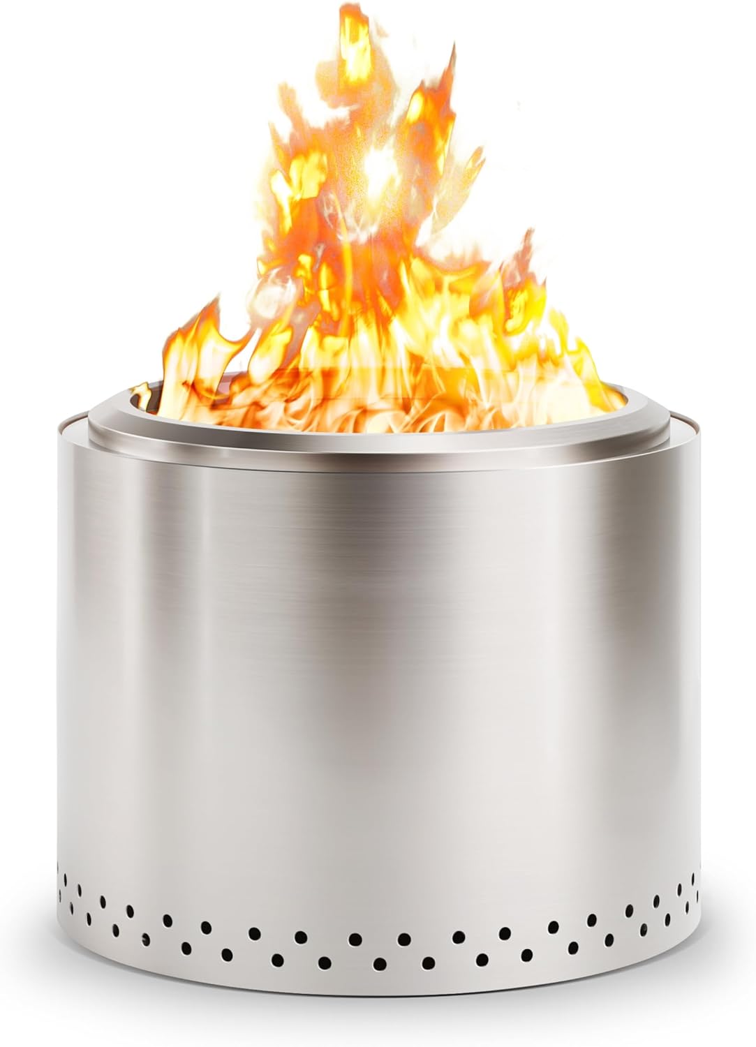 Smokeless Fire Pit, 19.7 inch Firepits for Outside with Removable Ash Pan, Portable Low Smoke Stainless Steel Outdoor Fire Pits, Lightweight Wood Burning Smokeless Firepit for Camping, Bonfire, Picnic